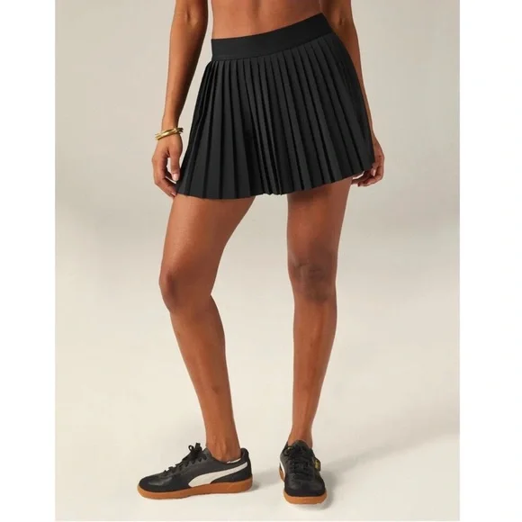Beyond Yoga If You Pleats Tennis Skirt Womens | Black Athletic Athleisure - Picture 2 of 9